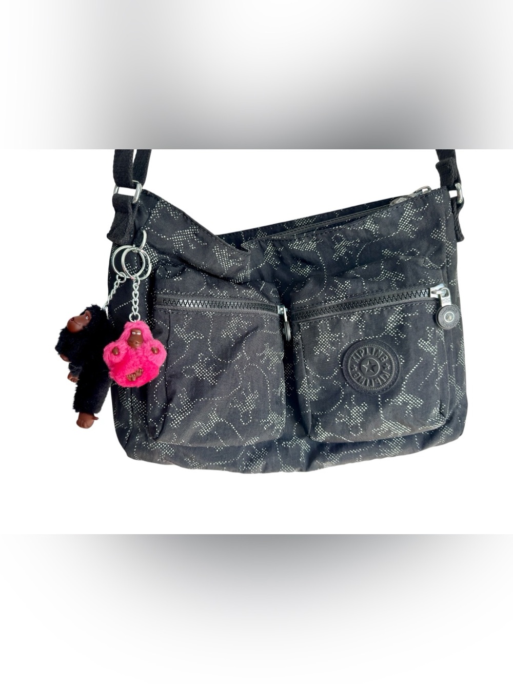 Limited Edition Monkey Mania Kipling Crossbody in Black with Two Monkey Charms
